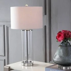 JONATHAN Y 29" Glass Harper Table Lamp (Includes LED Light Bulb) Clear - JONATHAN Y