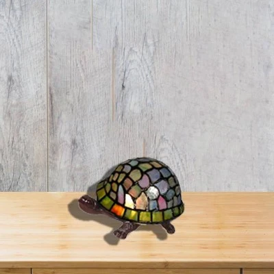 8" x 8" x 4" Tiffany Style Turtle Accent Lamp Green/Blue - Warehouse of Tiffany 2 8" x 8" x 4" Tiffany Style Turtle Accent Lamp Green/Blue - Warehouse of Tiffany - Image 2