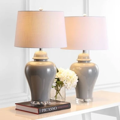 JONATHAN Y Set of 2) 27.25" Winnie Ceramic Urn Table Lamp (Includes Energy Efficient Light Bulb) - JONATHAN Y Orange 1 JONATHAN Y Set of 2) 27.25" Winnie Ceramic Urn Table Lamp (Includes Energy Efficient Light Bulb) - JONATHAN Y Orange