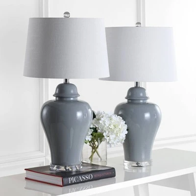 JONATHAN Y Set of 2) 27.25" Winnie Ceramic Urn Table Lamp (Includes Energy Efficient Light Bulb) - JONATHAN Y Orange 2 JONATHAN Y Set of 2) 27.25" Winnie Ceramic Urn Table Lamp (Includes Energy Efficient Light Bulb) - JONATHAN Y Orange - Image 2