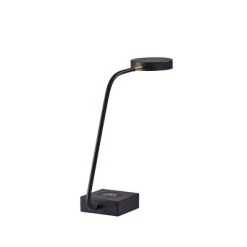 15.5" x 19" Conrad Adessocharge Desk Lamp (Includes LED Light Bulb) Matte Black - Adesso