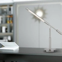 27" Integrated Metal Desk Lamp with USB Ports (Includes LED Light Bulb) Brushed Steel - Cal Lighting -Desk Lamps sales shop unnamed file 1054