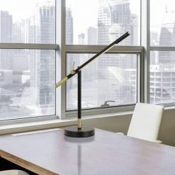 27" Metal AdjusDesk Virton Arm Desk Lamp (Includes LED Light Bulb) Black/Antique Brass - Cal Lighting -Desk Lamps sales shop unnamed file 1080