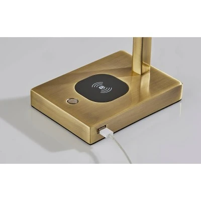 Aidan AdessoCharge LED Wireless Charging Desk Lamp (Includes LED Light Bulb) Antique Brass - Adesso 4 Aidan AdessoCharge LED Wireless Charging Desk Lamp (Includes LED Light Bulb) Antique Brass - Adesso - Image 4