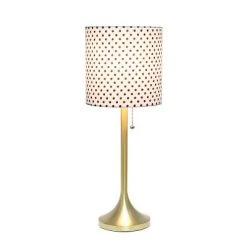 Tapered Desk Lamp with Polka Dot Fabric Drum Shade Gold - Simple Designs