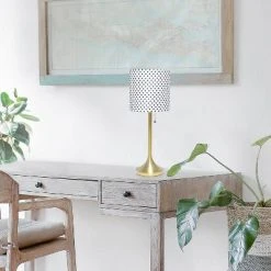 Tapered Desk Lamp with Polka Dot Fabric Drum Shade Gold - Simple Designs -Desk Lamps sales shop unnamed file 1273