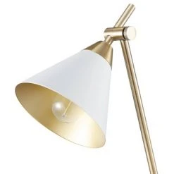 Globe Electric 22" Zelda Matte White Desk Lamp with Gold Accents and White Fabric Cord - Novogratz x Globe