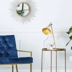 Globe Electric 22" Zelda Matte White Desk Lamp with Gold Accents and White Fabric Cord - Novogratz x Globe -Desk Lamps sales shop unnamed file 1282