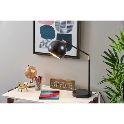 Ashbury Desk Lamp Black with Antique Brass Accents - Adesso 1 Ashbury Desk Lamp Black with Antique Brass Accents - Adesso