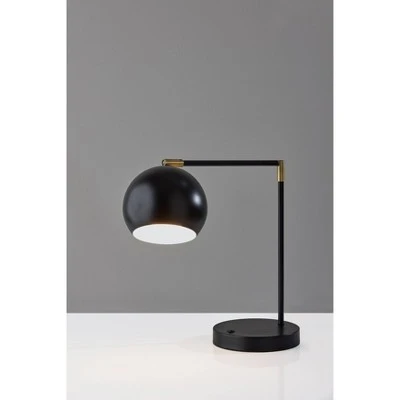 Ashbury Desk Lamp Black with Antique Brass Accents - Adesso 2 Ashbury Desk Lamp Black with Antique Brass Accents - Adesso - Image 2