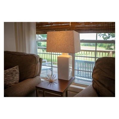 26.5" Kennedy Ceramic Desk Lamp White - Decor Therapy 3 26.5" Kennedy Ceramic Desk Lamp White - Decor Therapy - Image 3