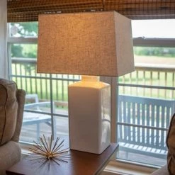 26.5" Kennedy Ceramic Desk Lamp White - Decor Therapy 9 26.5" Kennedy Ceramic Desk Lamp White - Decor Therapy -Desk Lamps sales shop unnamed file 1452