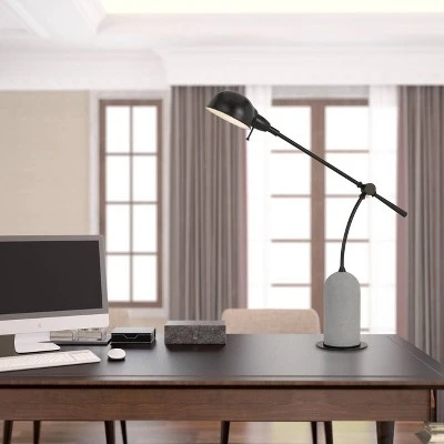 38" Metal Johnstone Arm Desk Lamp with Cement Base Black - Cal Lighting 1 38" Metal Johnstone Arm Desk Lamp with Cement Base Black - Cal Lighting