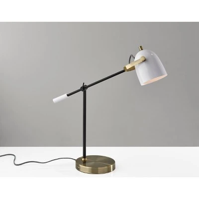 Casey Desk Lamp Black/White/Brass - Adesso 1 Casey Desk Lamp Black/White/Brass - Adesso