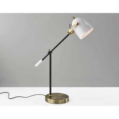 Casey Desk Lamp Black/White/Brass - Adesso 2 Casey Desk Lamp Black/White/Brass - Adesso - Image 2