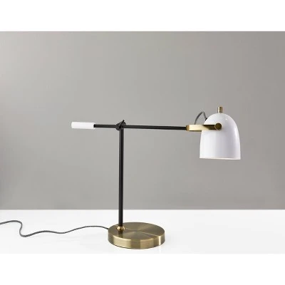 Casey Desk Lamp Black/White/Brass - Adesso 3 Casey Desk Lamp Black/White/Brass - Adesso - Image 3