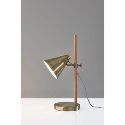 Bryn Desk Lamp Natural Rubberwood Antique Brass - Adesso 1 Bryn Desk Lamp Natural Rubberwood Antique Brass - Adesso