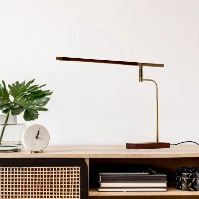 LED Barrett Desk Lamp Walnut/Brass (Includes LED Light Bulb) - Adesso 1 LED Barrett Desk Lamp Walnut/Brass (Includes LED Light Bulb) - Adesso