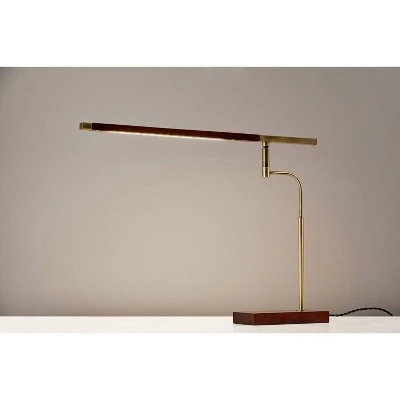 LED Barrett Desk Lamp Walnut/Brass (Includes LED Light Bulb) - Adesso 2 LED Barrett Desk Lamp Walnut/Brass (Includes LED Light Bulb) - Adesso - Image 2
