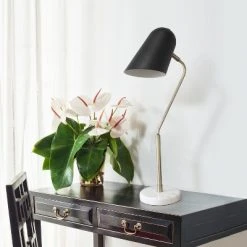 Asymmetrical Marble and Metal Desk Lamp with Sloped Shade Antique Brass - Lalia Home -Desk Lamps sales shop unnamed file 1691