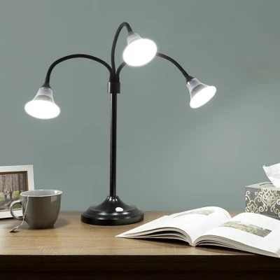 3 Head Desk Lamp Black (Includes LED Light Bulb) - Yorkshire Home 2 3 Head Desk Lamp Black (Includes LED Light Bulb) - Yorkshire Home - Image 2