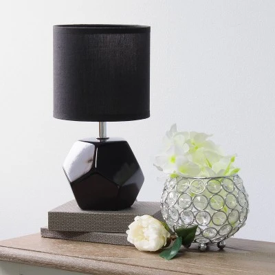 Round Prism Mini Table Lamp with Matching Fabric Shade Black - Simple Designs 2 Round Prism Mini Table Lamp with Matching Fabric Shade Black - Simple Designs - Image 2