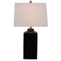 26.5" Kennedy Ceramic Table Lamp Black - Decor Therapy
