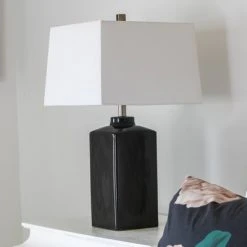 26.5" Kennedy Ceramic Table Lamp Black - Decor Therapy 12 26.5" Kennedy Ceramic Table Lamp Black - Decor Therapy -Desk Lamps sales shop unnamed file 1770
