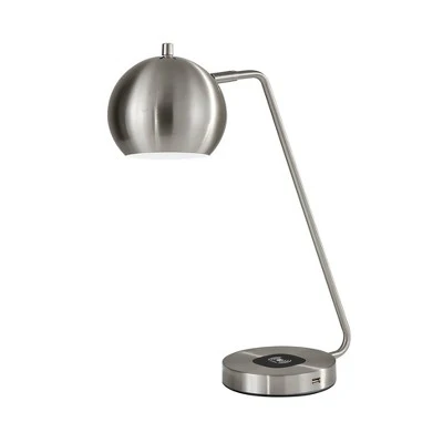18" x 20.5" Wireless Charging Table Lamp Medium Silver - Adesso 1 18" x 20.5" Wireless Charging Table Lamp Medium Silver - Adesso