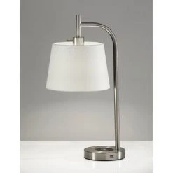 25" Wireless Charging Table Lamp Medium Silver - Adesso