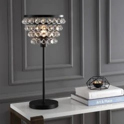 JONATHAN Y 25" Crystal/Metal Buckingham Table Lamp (Includes Energy Efficient Light Bulb) - JONATHAN Y Bronze