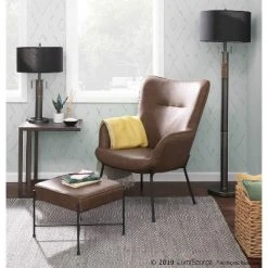 Trophy Industrial Table Lamp - Gun Metal with Black Linen Shade (Includes LED Light Bulb) - LumiSource -Desk Lamps sales shop unnamed file 1933