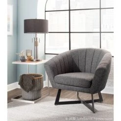 Trophy Industrial Table Lamp - Gun Metal with Black Linen Shade (Includes LED Light Bulb) - LumiSource -Desk Lamps sales shop unnamed file 1938