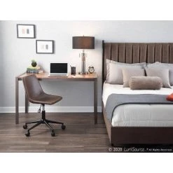 Trophy Industrial Table Lamp - Gun Metal with Black Linen Shade (Includes LED Light Bulb) - LumiSource -Desk Lamps sales shop unnamed file 1939