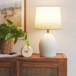 Casual Ceramic Table Lamp White (Includes LED Light Bulb) - Threshold™