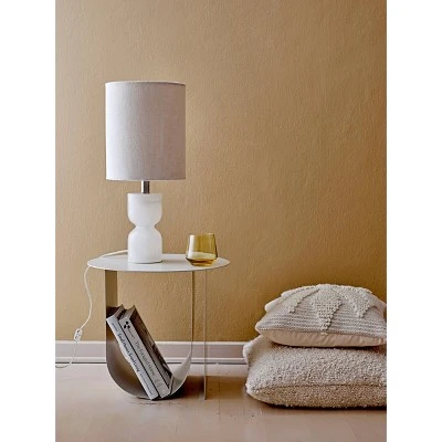 13.25" Alabaster Table Lamp with Cotton Velvet Shade Ivory - 3R Studios 1 13.25" Alabaster Table Lamp with Cotton Velvet Shade Ivory - 3R Studios