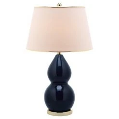 26.5" Jill Double- Gourd Ceramic Lamp Navy (Includes CFL Light Bulb) - Safavieh