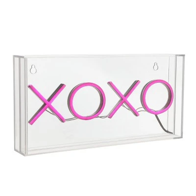 JONATHAN Y 11.75" XOXO Contemporary Glam Acrylic Box Pendant (Includes LED Light Bulb) Neon Pink - JONATHAN Y 3 JONATHAN Y 11.75" XOXO Contemporary Glam Acrylic Box Pendant (Includes LED Light Bulb) Neon Pink - JONATHAN Y - Image 3