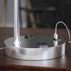 Ash Electrical Plug and USB Table Lamp Brushed Steel - Kenroy Home -Desk Lamps sales shop unnamed file 2210
