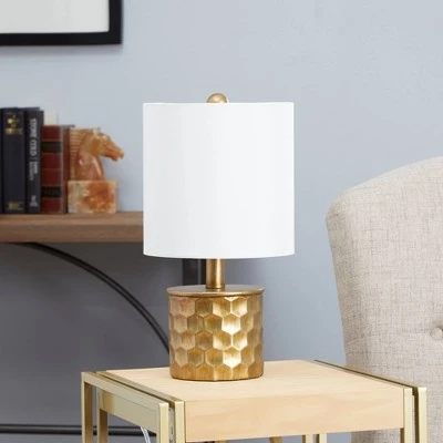 15" The Hive Mini Gilded Silverwood Table Lamp with Shade (Includes CFL Light Bulb) Brushed Gold - Decor Therapy 2 15" The Hive Mini Gilded Silverwood Table Lamp with Shade (Includes CFL Light Bulb) Brushed Gold - Decor Therapy - Image 2