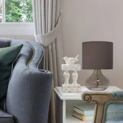 Glass Raindrop Table Lamp with Fabric Shade Gray - Simple Designs -Desk Lamps sales shop unnamed file 2311