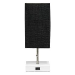 Petite Stick Lamp with USB Charging Port and Fabric Shade - Simple Designs White -Desk Lamps sales shop unnamed file 2321