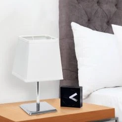 Mini Table Lamp with Squared Empire Fabric Shade White - Simple Designs -Desk Lamps sales shop unnamed file 2338