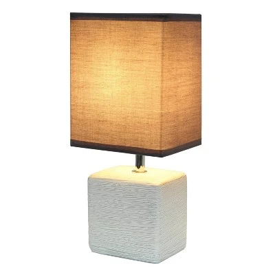 Petite Faux Stone Table Lamp with Fabric Shade - Simple Designs White 1 Petite Faux Stone Table Lamp with Fabric Shade - Simple Designs White