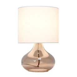 Glass Raindrop Table Lamp with Fabric Shade Smoke Gray - Simple Designs