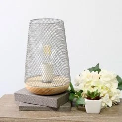 Wired Mesh Uplight Table Lamp Gray - Simple Designs -Desk Lamps sales shop unnamed file 2398