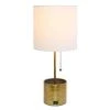 Hammered Metal Organizer Table Lamp with USB Charging Port and Fabric Shade - Simple Designs White