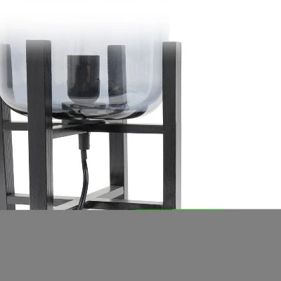 Wood Mounted Table Lamp with Glass Cylinder Shade Smoke - Simple Designs 6 Wood Mounted Table Lamp with Glass Cylinder Shade Smoke - Simple Designs - Image 6