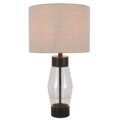 26.25" Glass and Metal Cadance Convex Table Lamp (Includes LED Light Bulb) Bronze - Decor Therapy