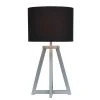 Wood Interlocked Triangular Table Lamp with Fabric Shade Black - Simple Designs